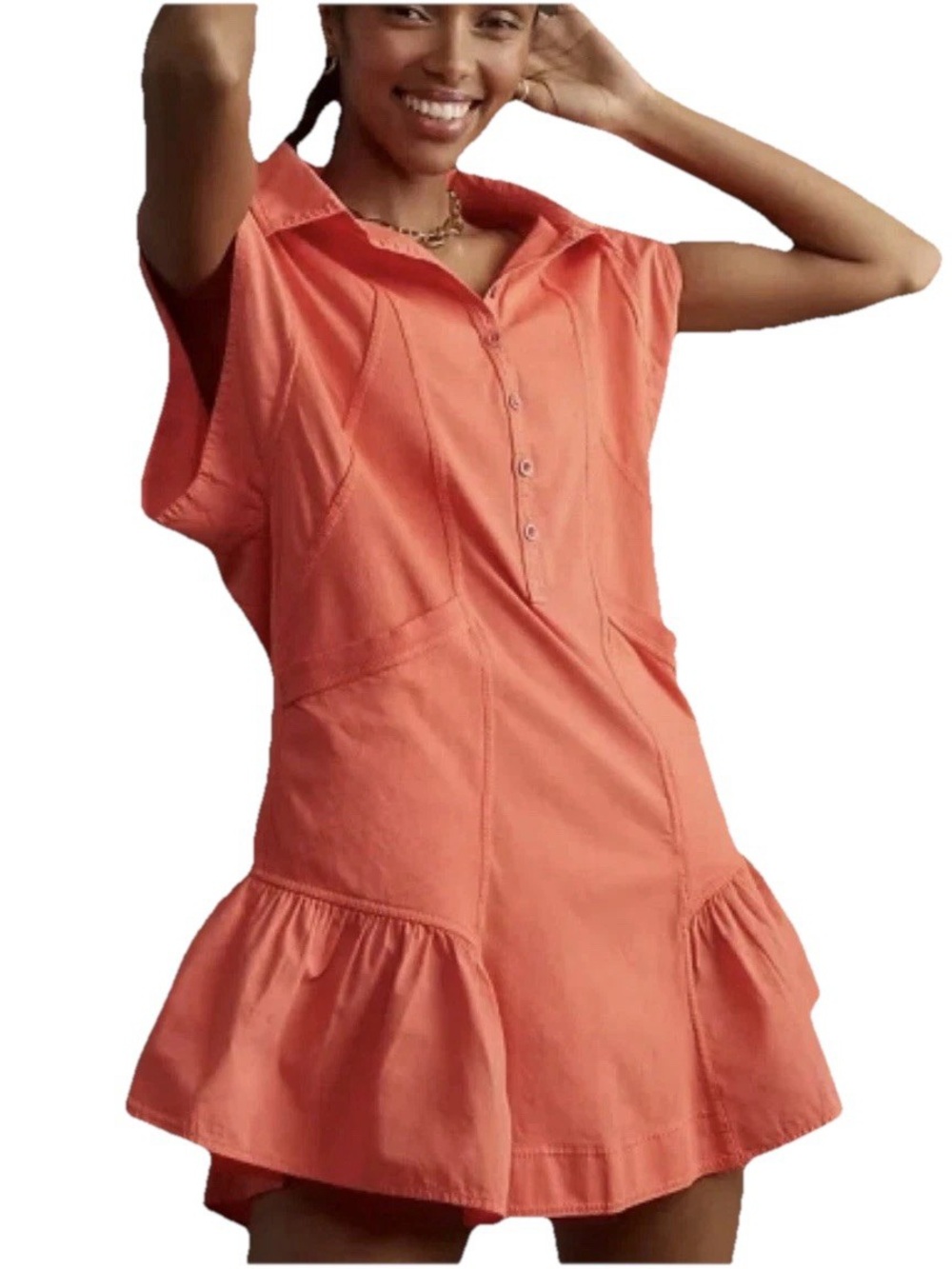 Daily Practice Women’s Coral Shirt Dress Swim Cover-Up LP